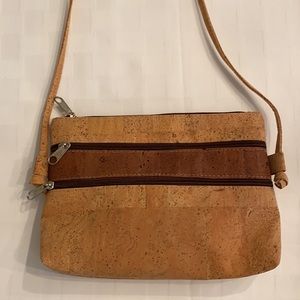 Cork Tan Crossbody Purse Handbag with Exterior Zipper Clean Interior Like New